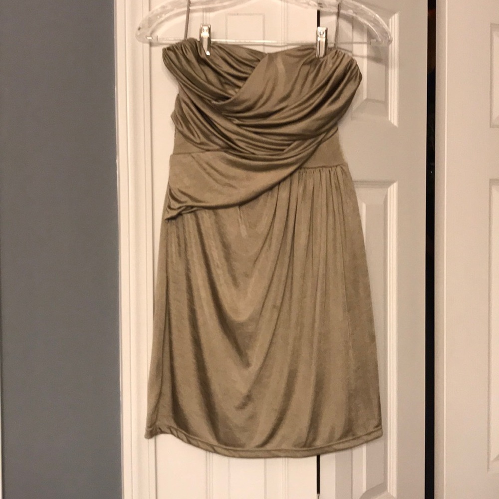 Express strapless gold dress